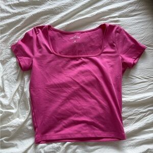 Hollister Women's Fuchsia Square Neck Tee